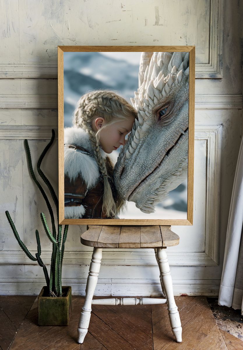 Dragon Bond Fantasy Illustration Poster. room preview