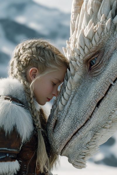 Dragon Bond Fantasy Illustration Poster.