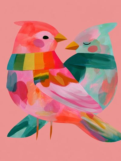 Playful Birds Illustration Poster. poster