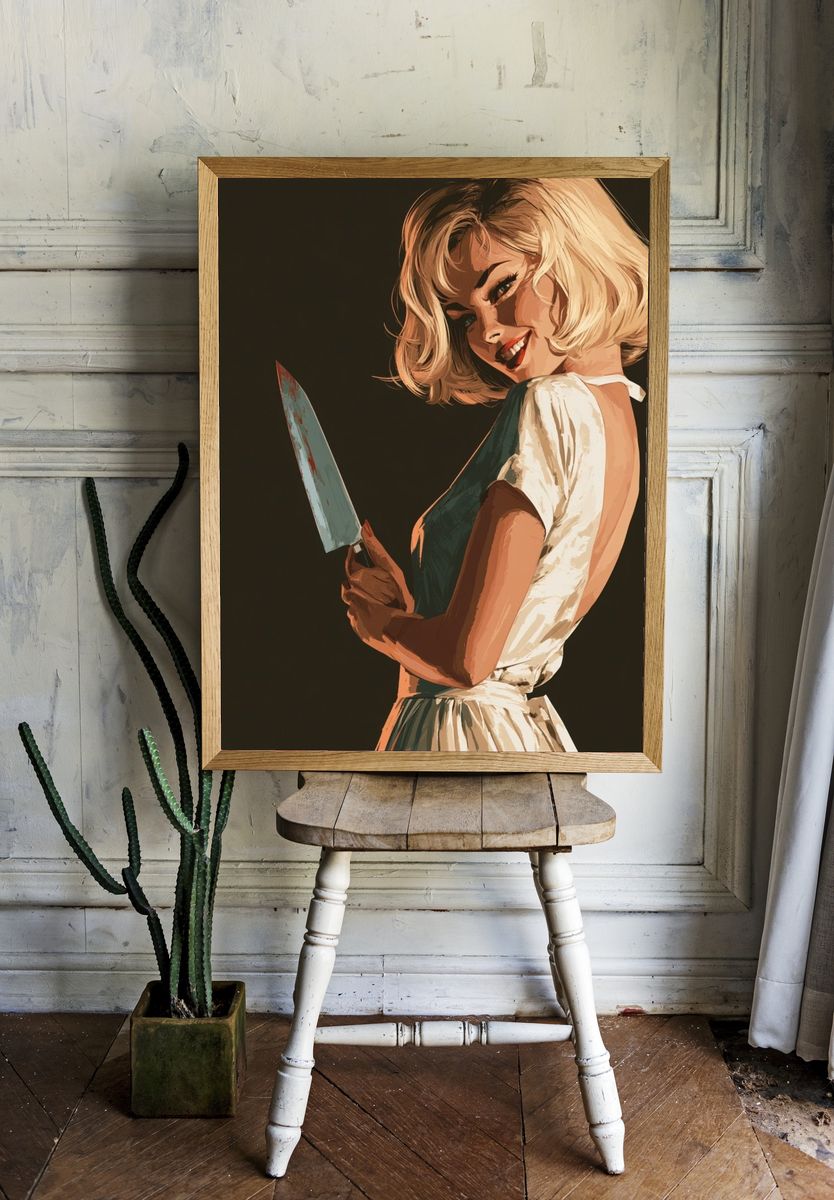 Retro Femme Fatale Illustration Poster. — room view 1