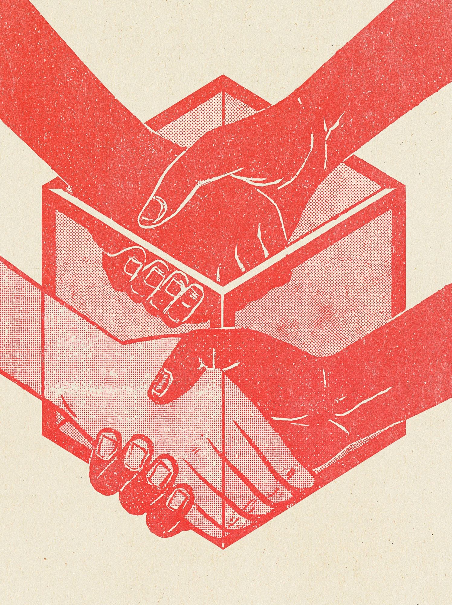 Hands Holding Box Typography Print. poster — illustration art
