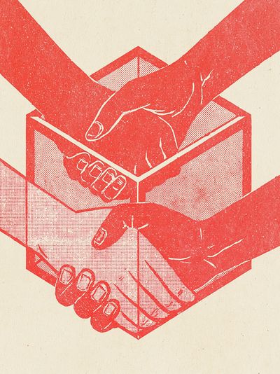 Hands Holding Box Typography Print. poster