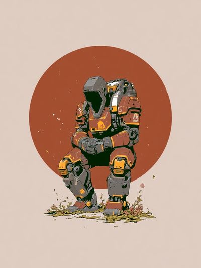 Seated Mech Digital Art Poster. poster