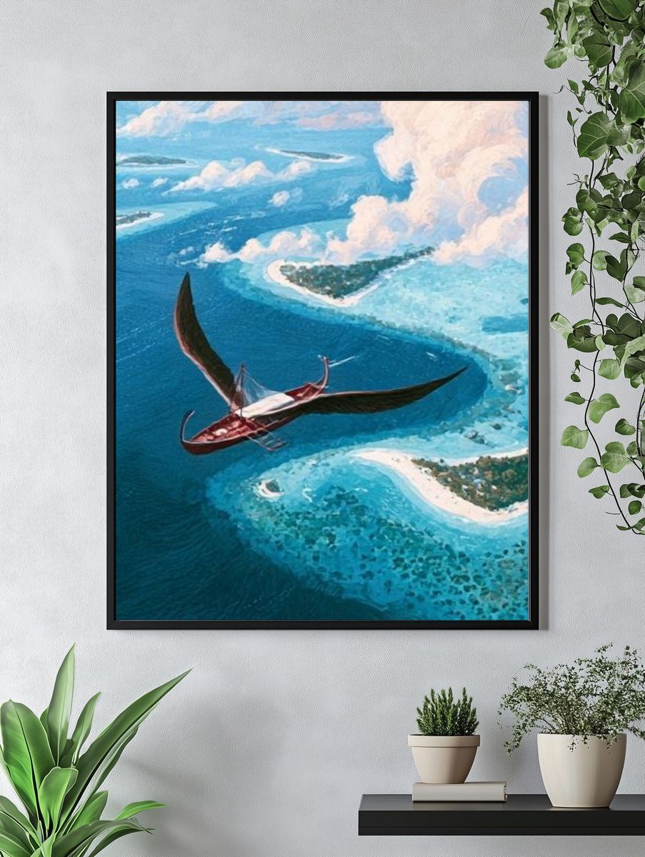 Flying Boat Over Tropical Lagoon Print. — room view 4