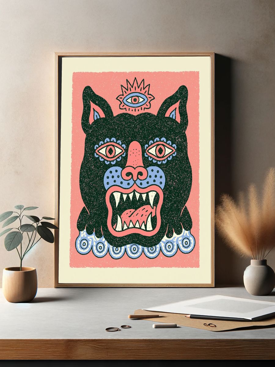 Mystic Cat Illustration Poster. — room view 2