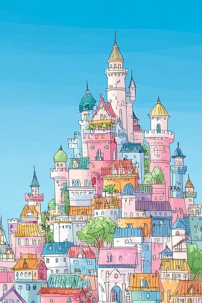 Pastel Storybook Castle Poster. poster print