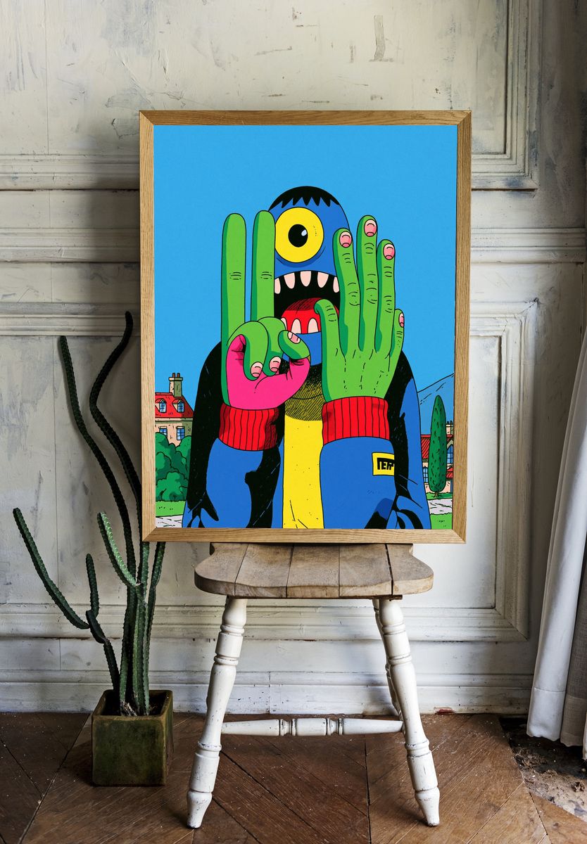 Surreal Monster Illustration Poster. room preview