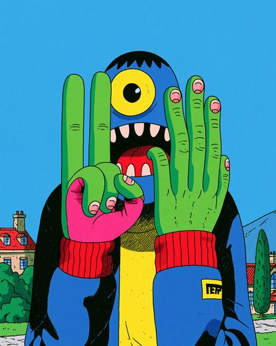 Surreal Monster Illustration Poster.