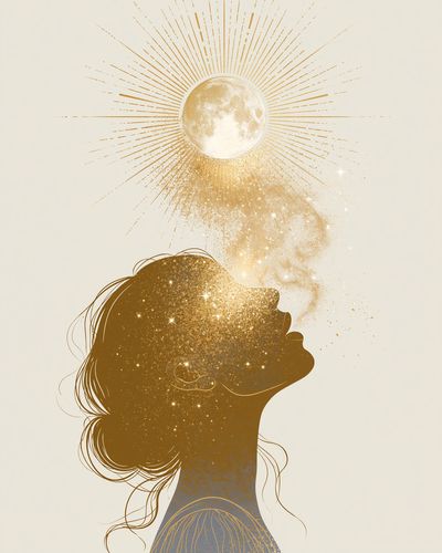 Moonlit Woman Silhouette Illustration Poster. poster