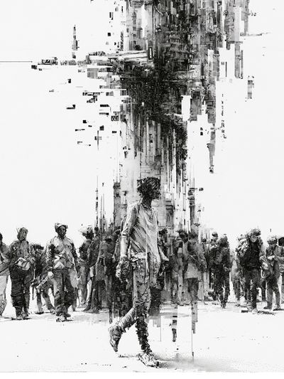 Urban Crowd Glitch Illustration Poster. poster