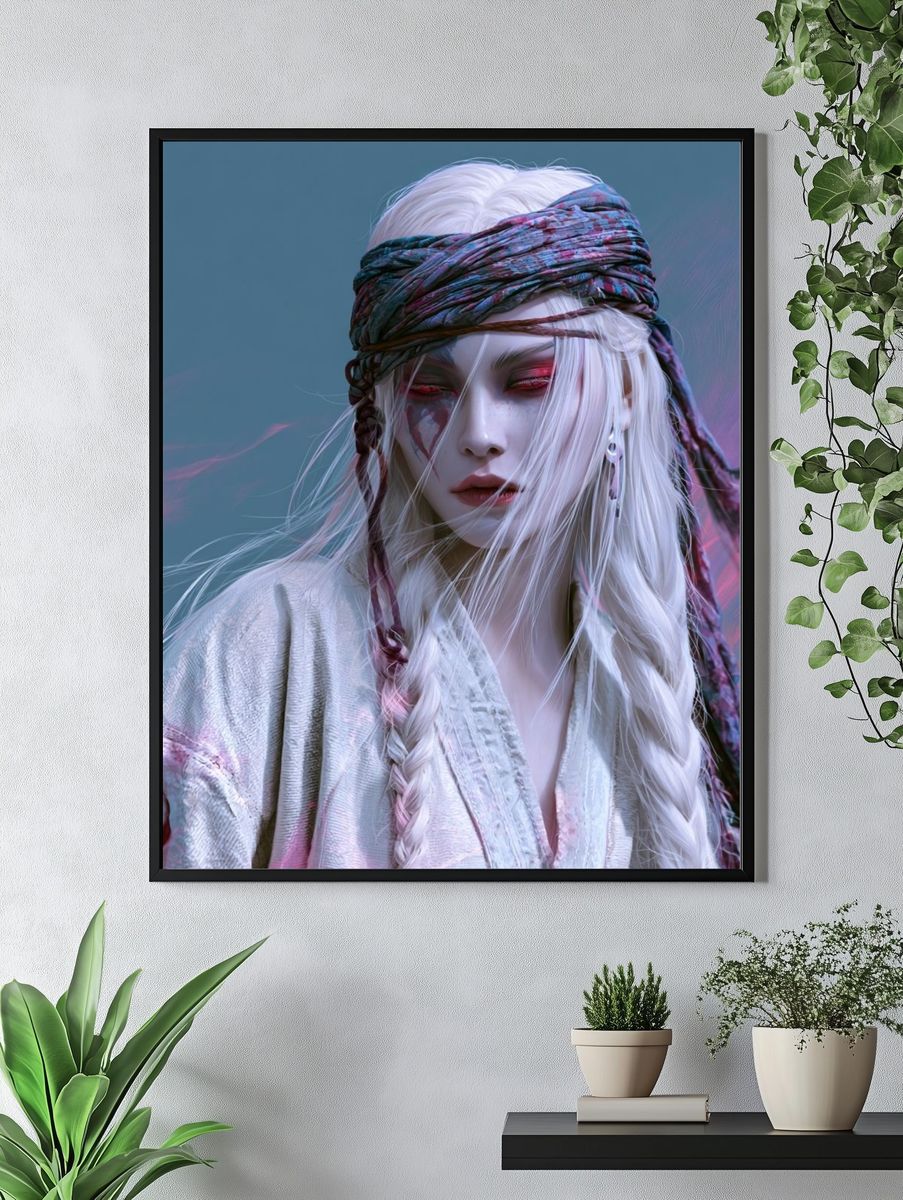 Mystic White-Haired Portrait Print. — room view 4