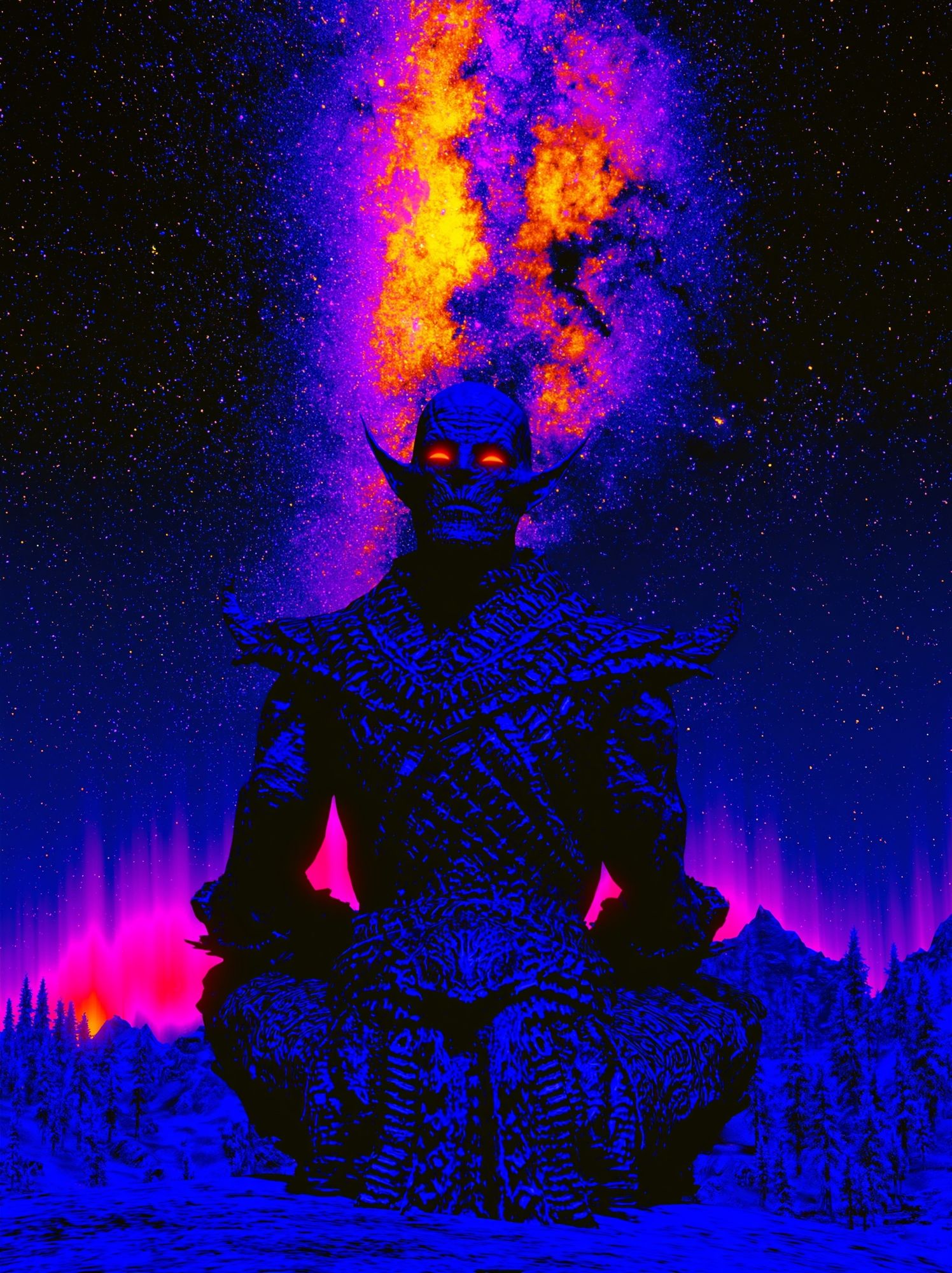 Cosmic Demon Figure Illustration Poster. poster — illustration art