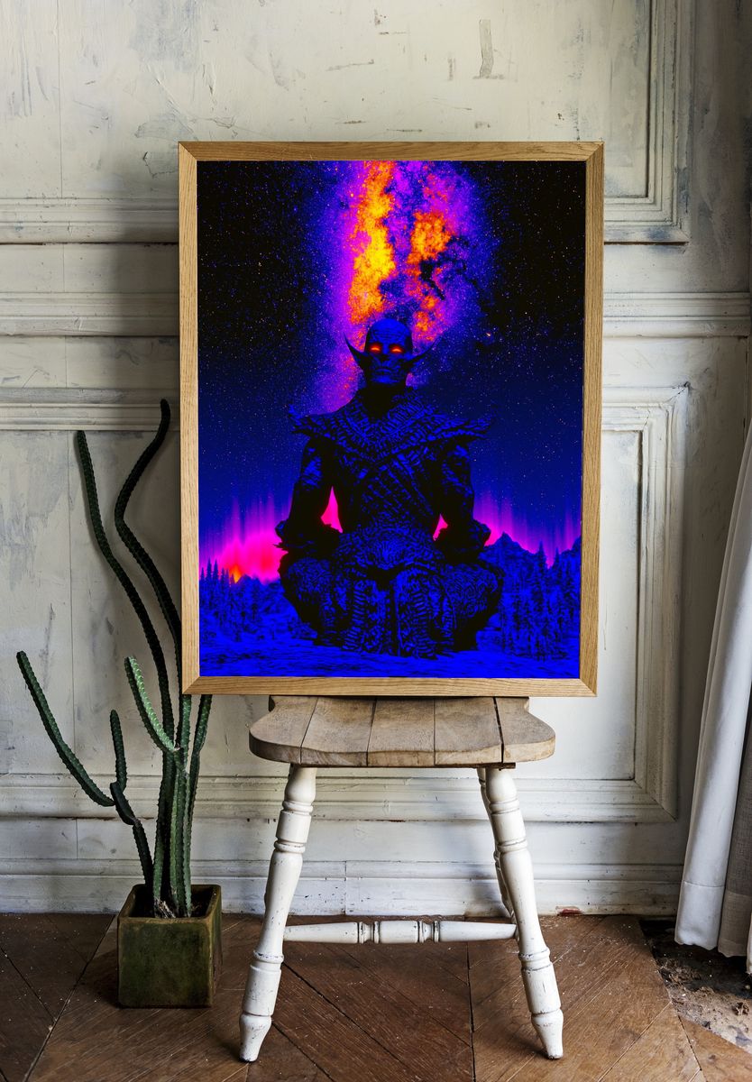 Cosmic Demon Figure Illustration Poster. — room view 1