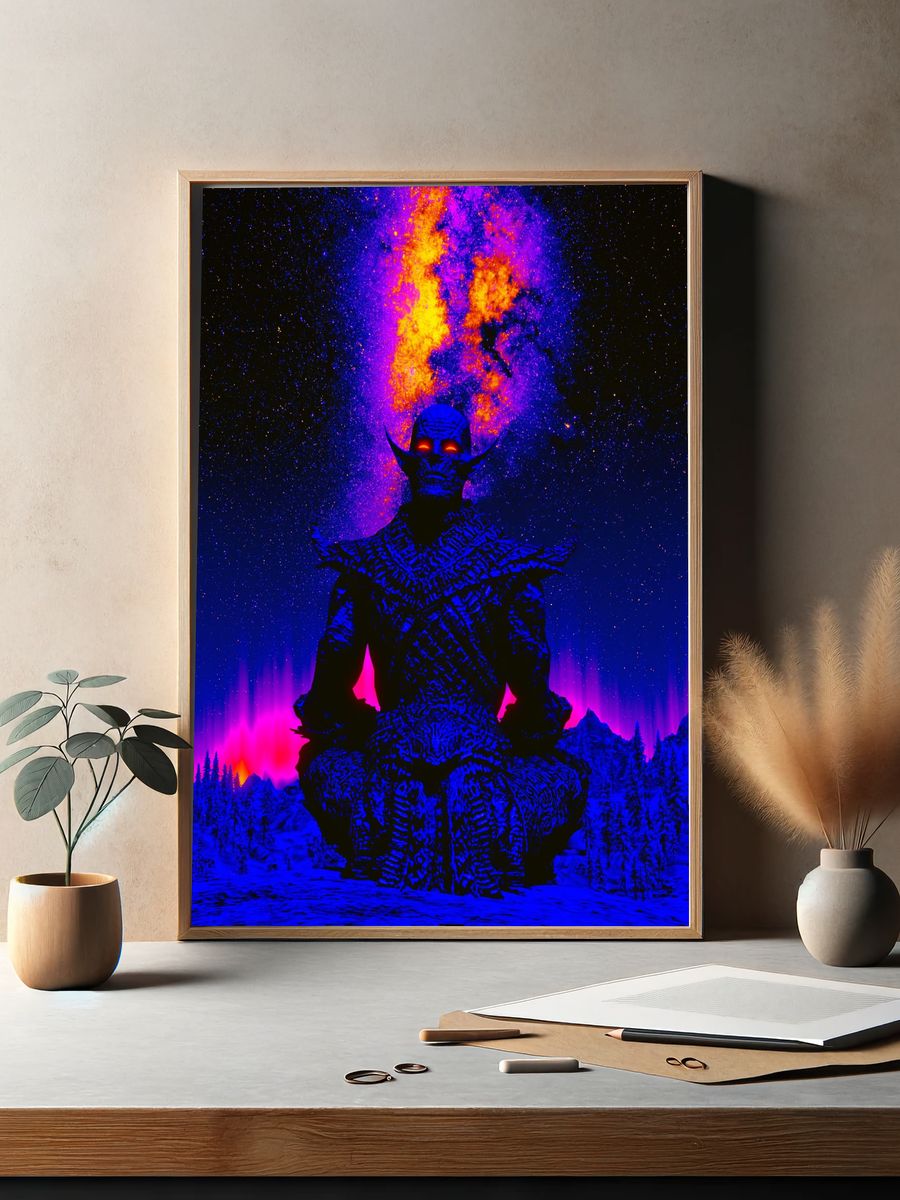 Cosmic Demon Figure Illustration Poster. — room view 2