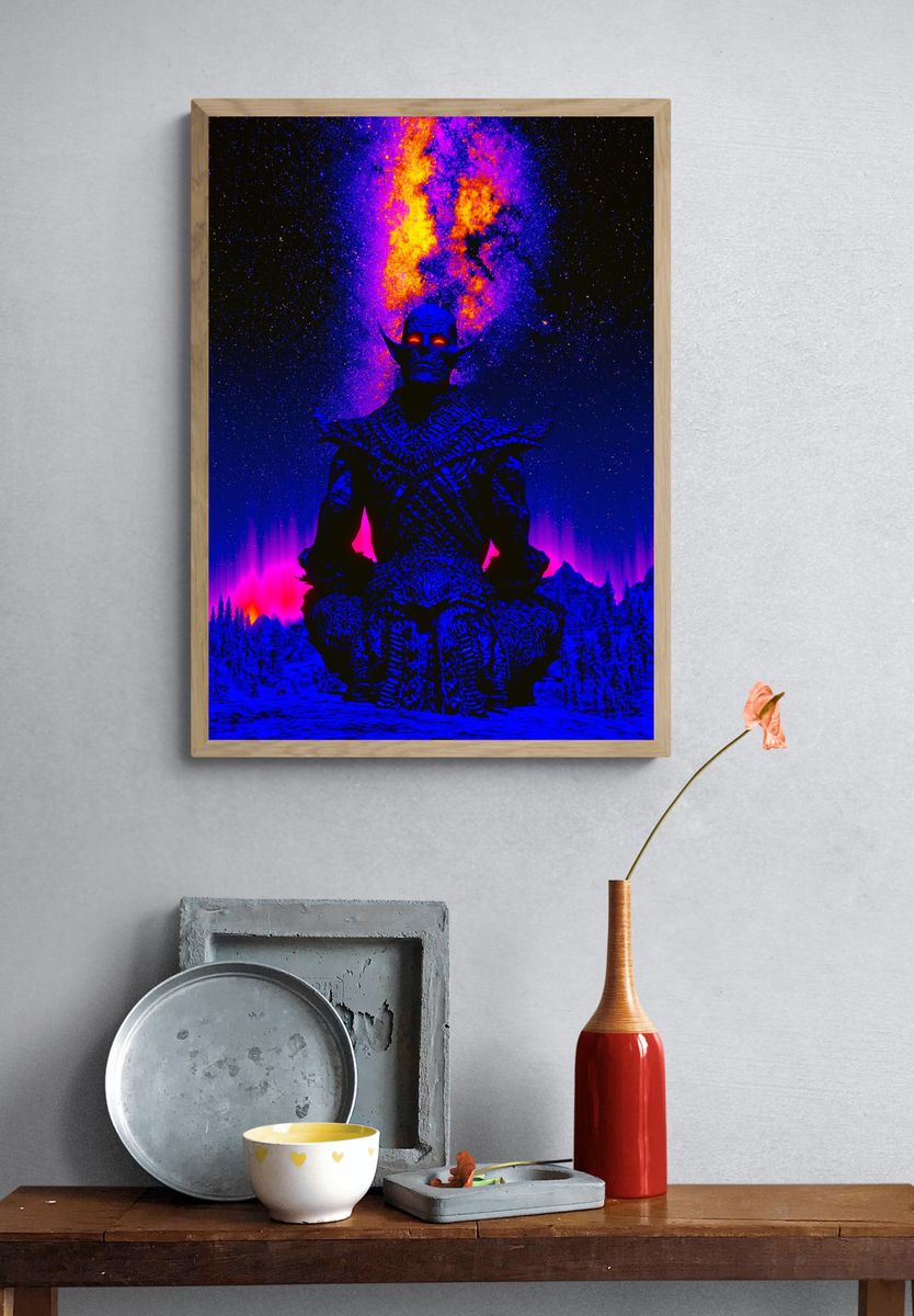 Cosmic Demon Figure Illustration Poster. — room view 3