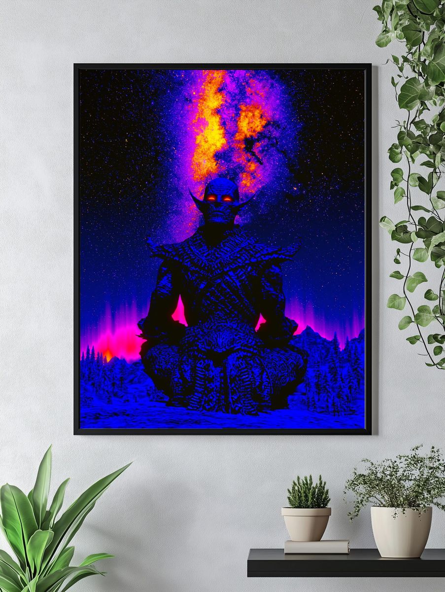 Cosmic Demon Figure Illustration Poster. — room view 4
