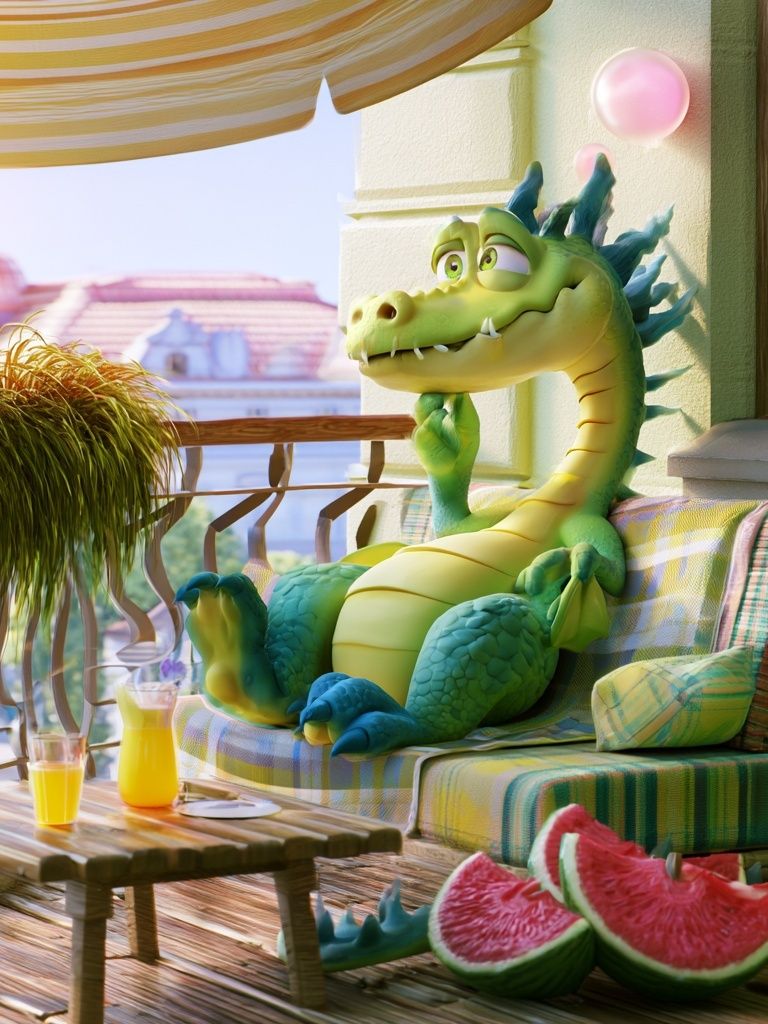 Whimsical Dragon Balcony Poster. poster — illustration art