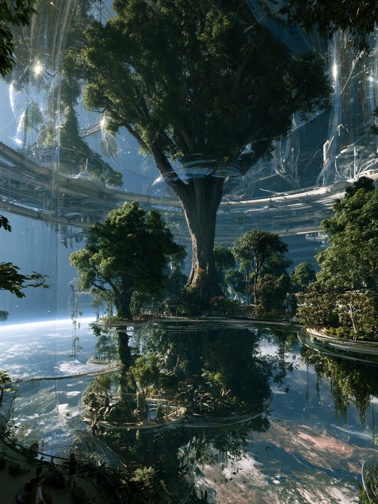 Futuristic Tree Atrium Illustration Poster. poster — illustration art