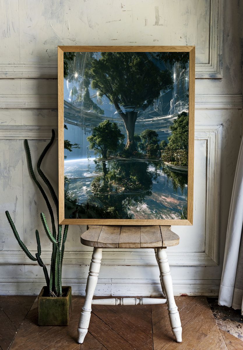 Futuristic Tree Atrium Illustration Poster. room preview