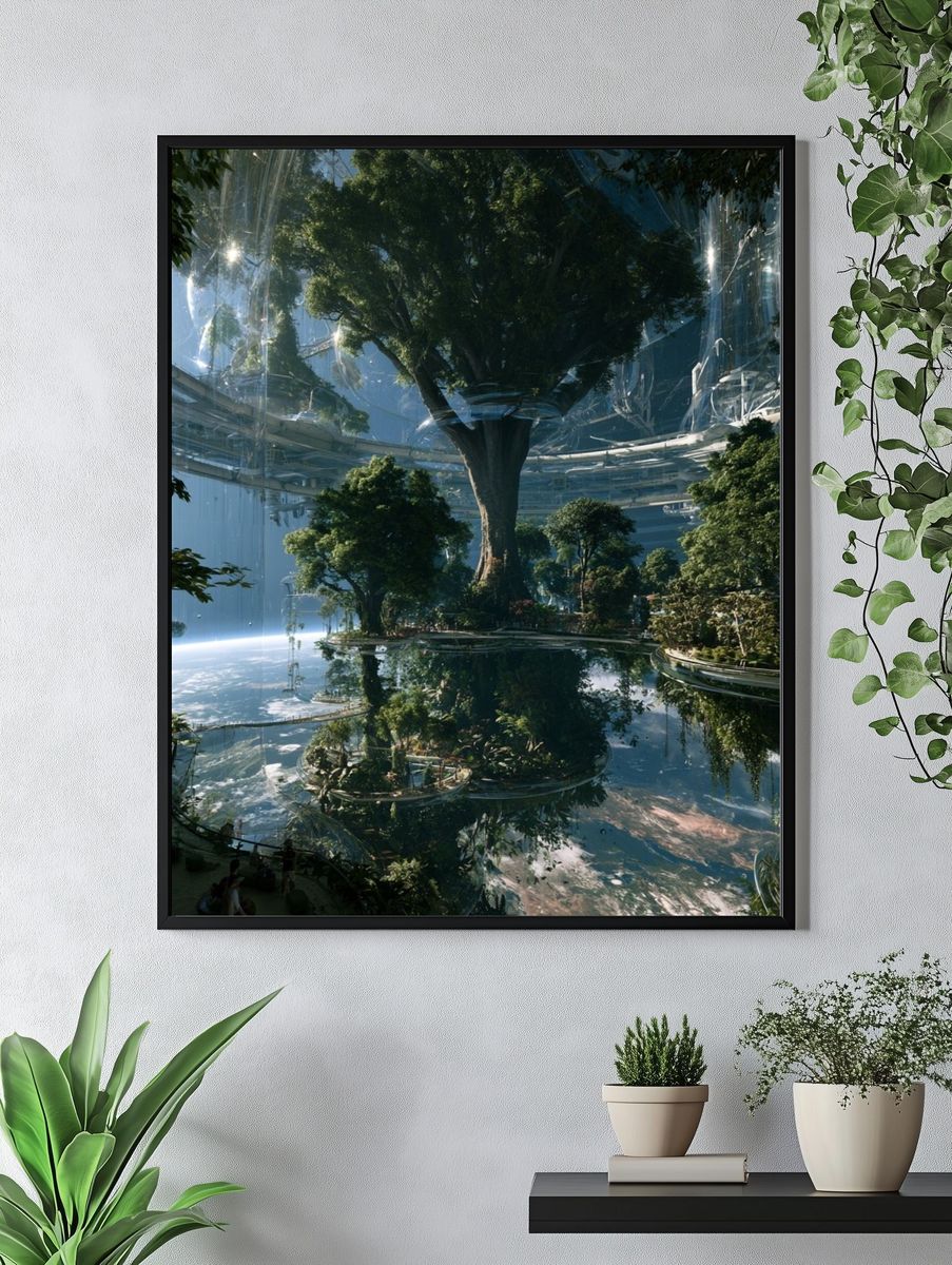 Futuristic Tree Atrium Illustration Poster. — room view 4