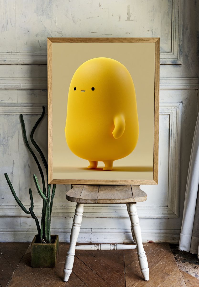 Yellow Character Illustration Poster. — room view 1