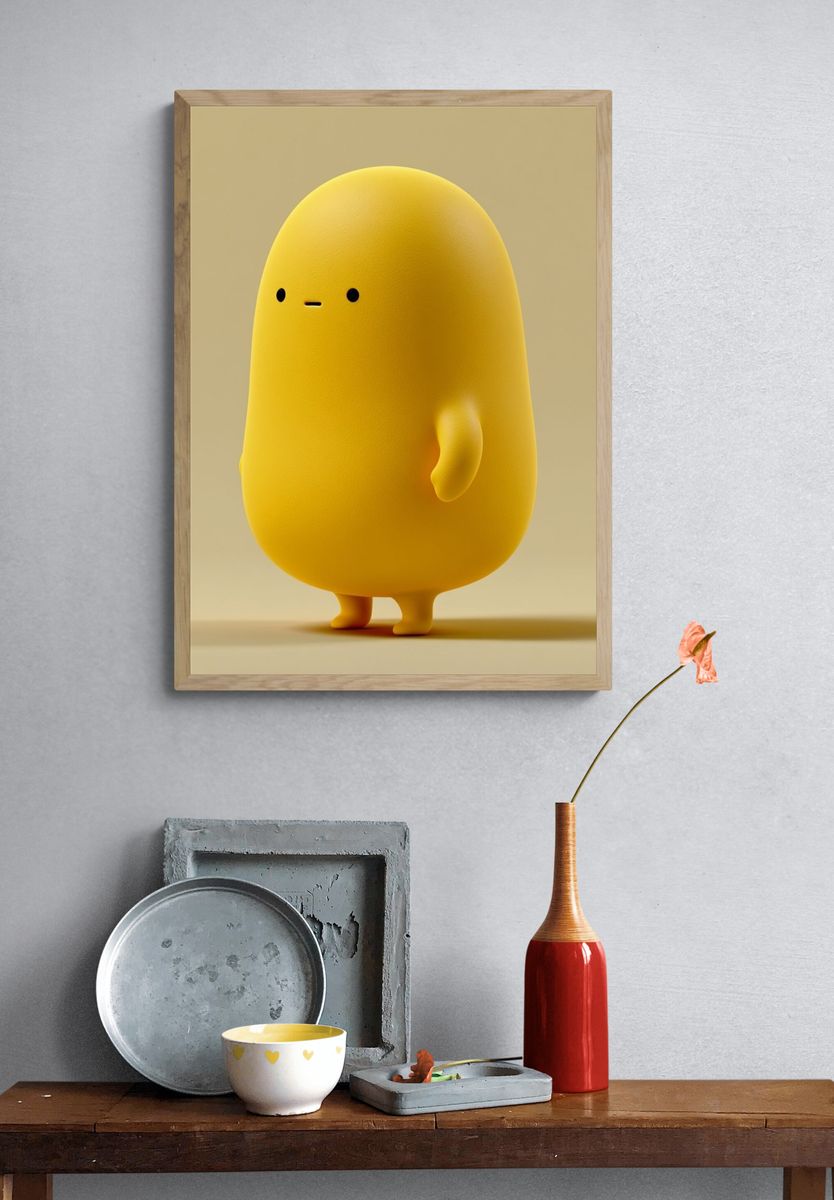 Yellow Character Illustration Poster. — room view 3