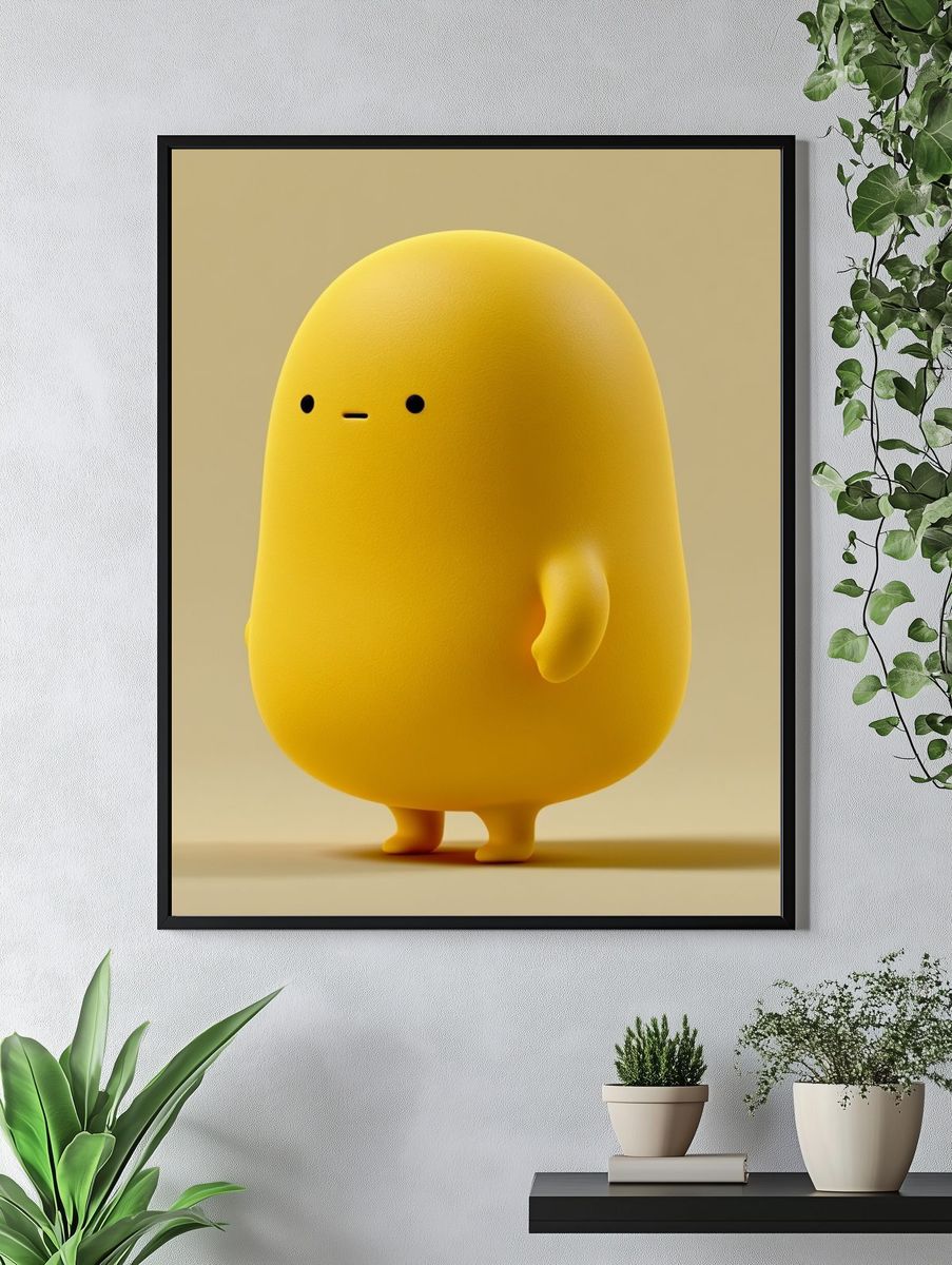 Yellow Character Illustration Poster. — room view 4