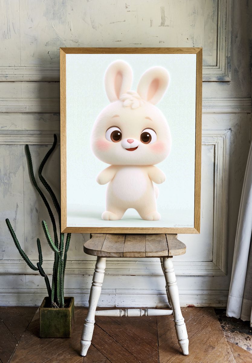 Cute Bunny Illustration Poster. — room view 1