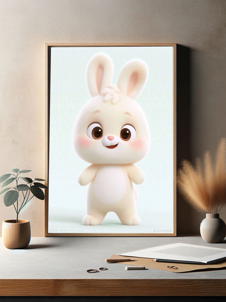 Cute Bunny Illustration Poster. — room view 2