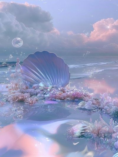Dreamy Seashell Shoreline Poster. poster