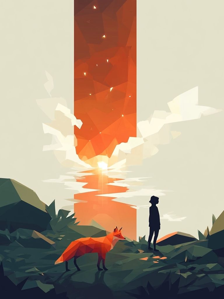 Fox at Sunset Illustration Poster. poster detail