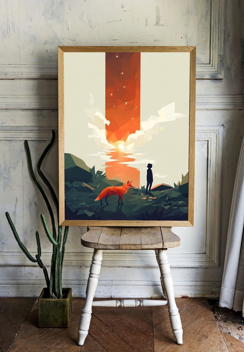 Fox at Sunset Illustration Poster. room preview