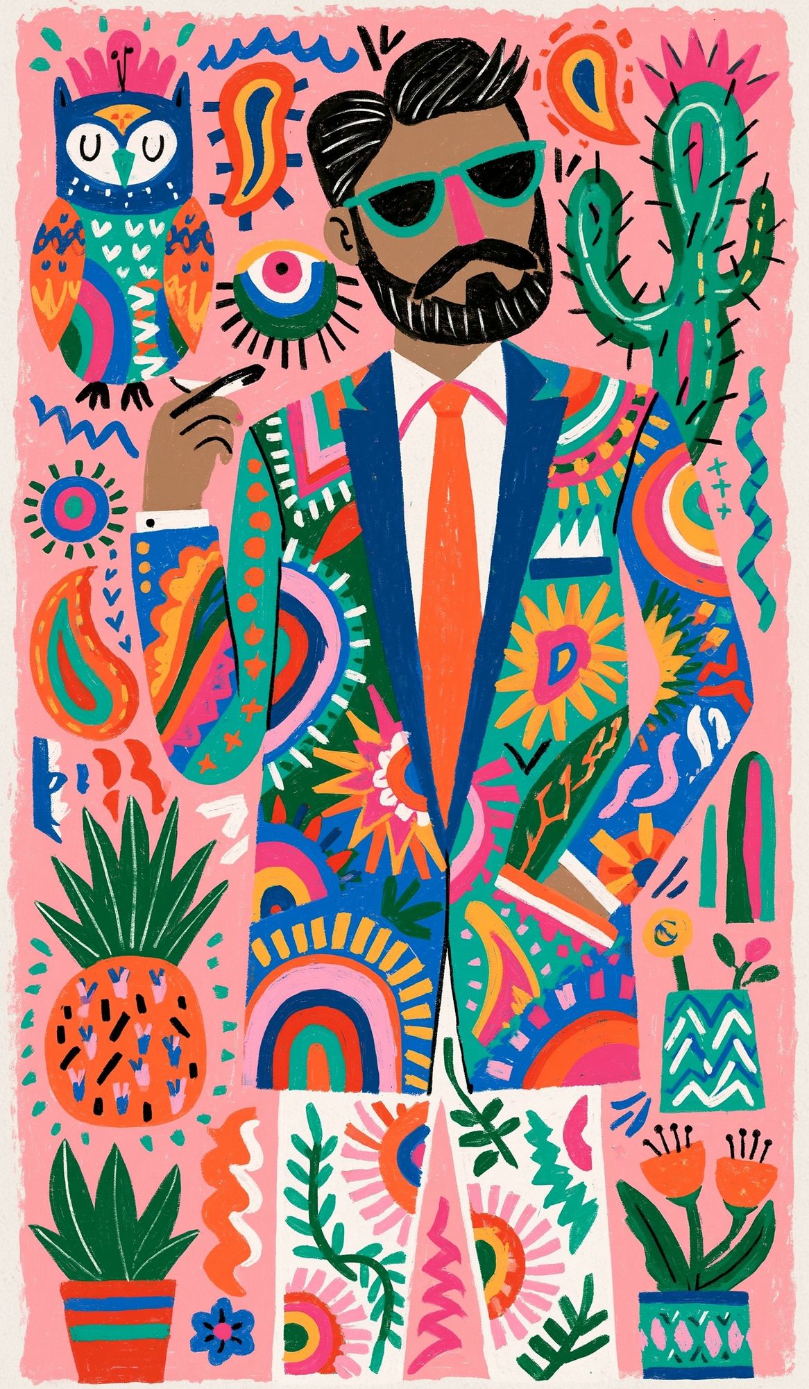 Colorful Dapper Man Illustration Poster. poster — illustration art