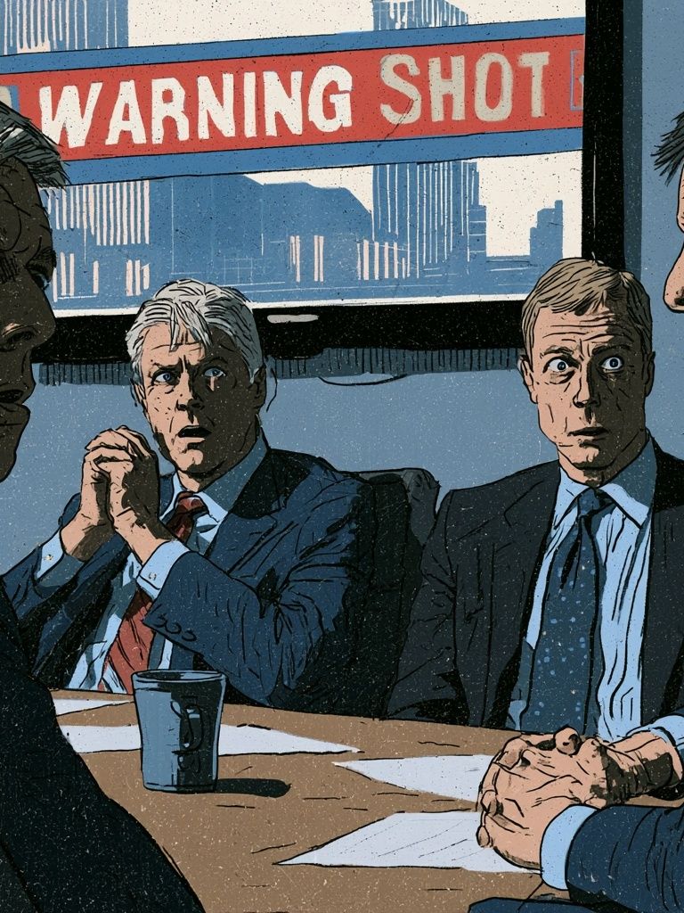 Warning Shot Meeting Illustration Poster. poster detail