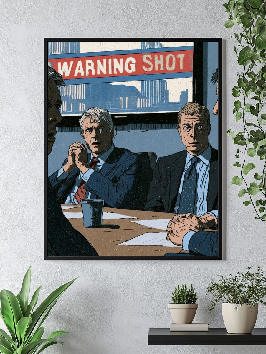 Warning Shot Meeting Illustration Poster. — room view 4