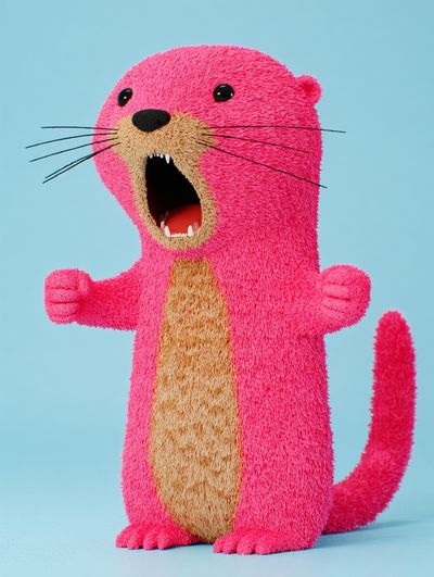Pink Otter Cartoon Poster. poster