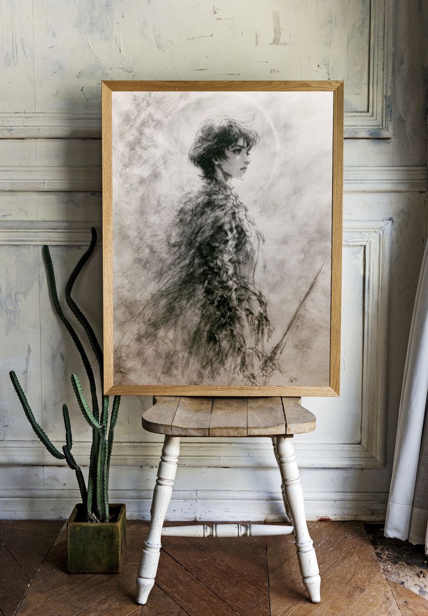 Mystic Woman Ink Illustration Poster. — room view 1
