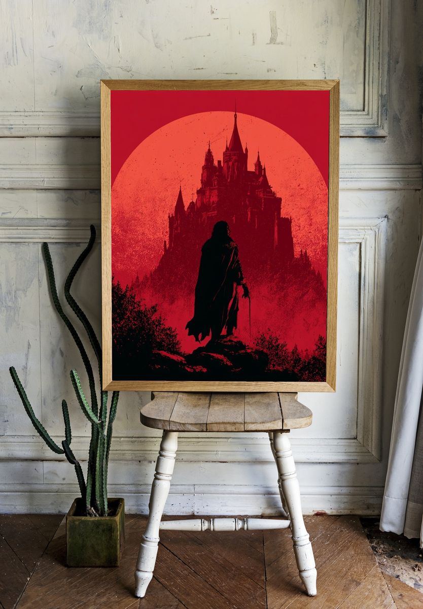 Gothic Castle Silhouette Print. room preview