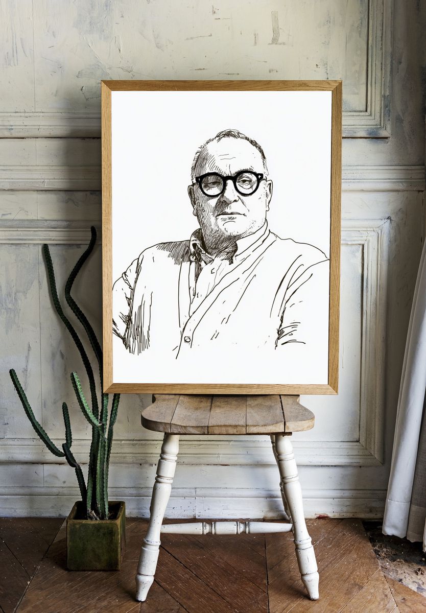 Man Portrait Line Art Poster. — room view 1