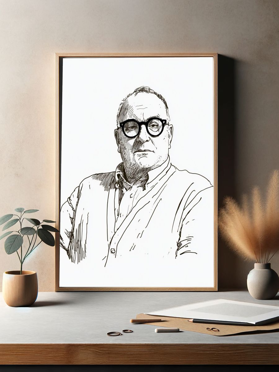 Man Portrait Line Art Poster. — room view 2