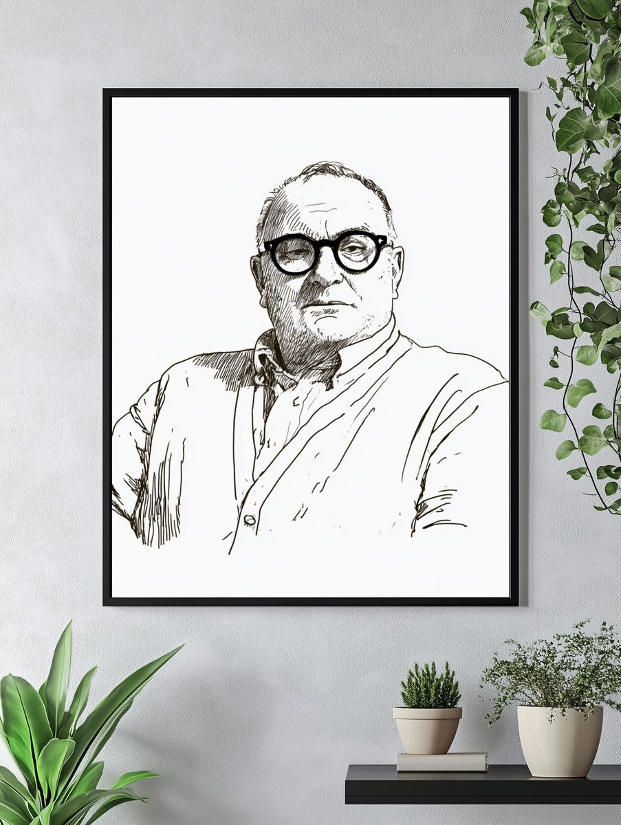 Man Portrait Line Art Poster. — room view 4