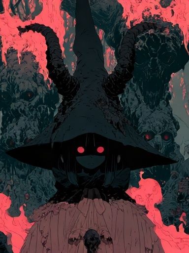 Dark Fantasy Horned Figure Poster. poster detail