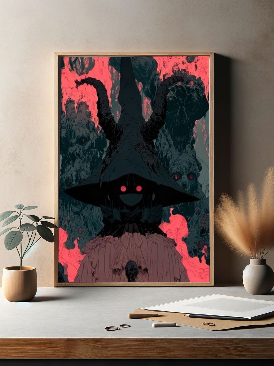 Dark Fantasy Horned Figure Poster. — room view 2
