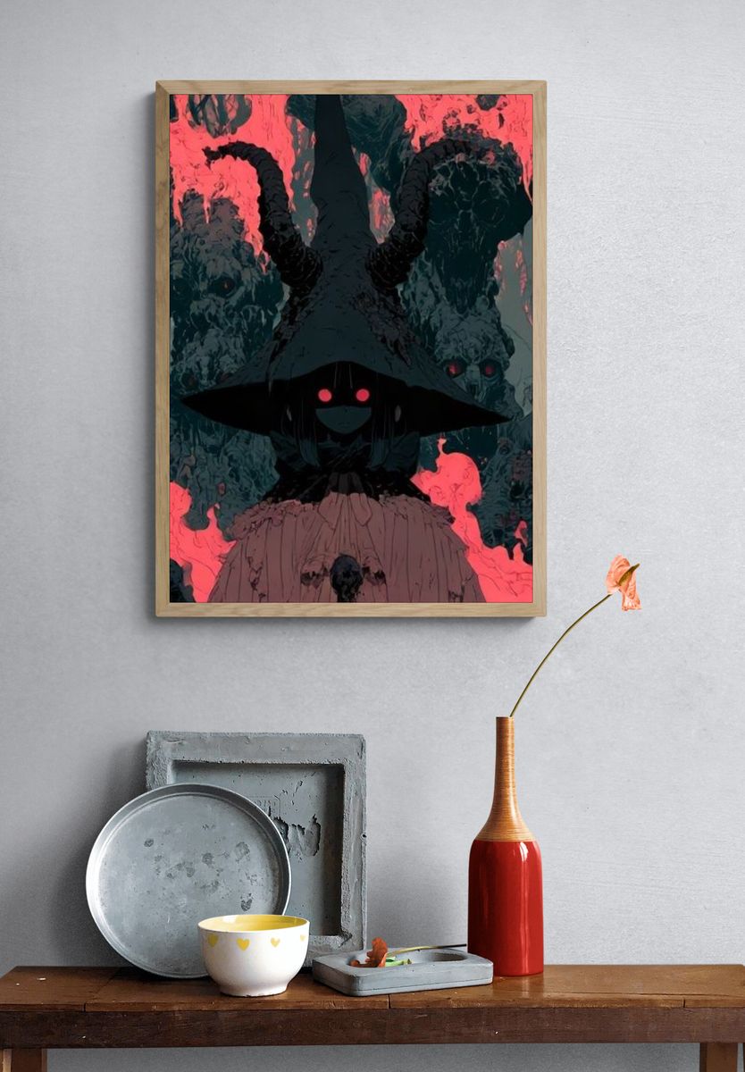 Dark Fantasy Horned Figure Poster. — room view 3