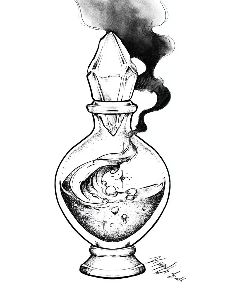 Mystic Potion Bottle Illustration Poster. poster — illustration art