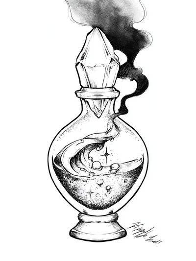 Mystic Potion Bottle Illustration Poster.