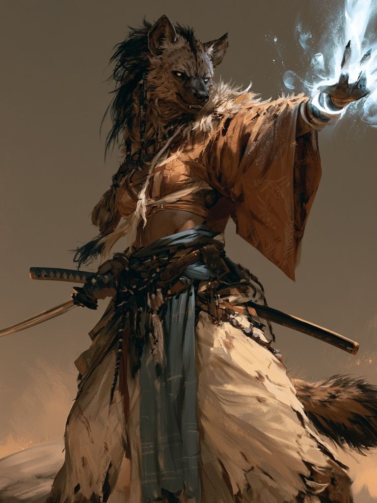 Wolf Samurai Digital Art Poster. poster detail