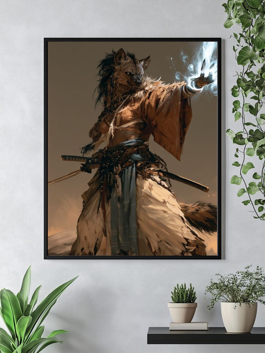 Wolf Samurai Digital Art Poster. — room view 4