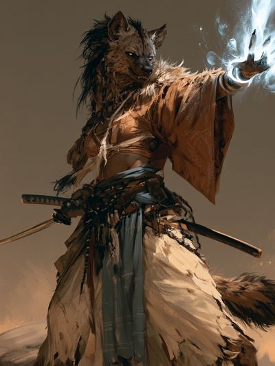 Wolf Samurai Digital Art Poster. poster