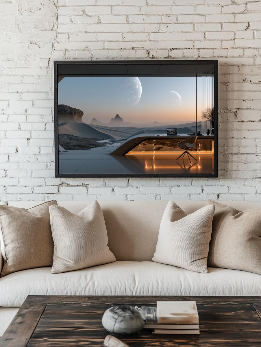 Futuristic Desert Moonscape Print. — room view 1